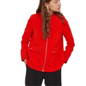 H&M Red Blazer zip up Jacket 8